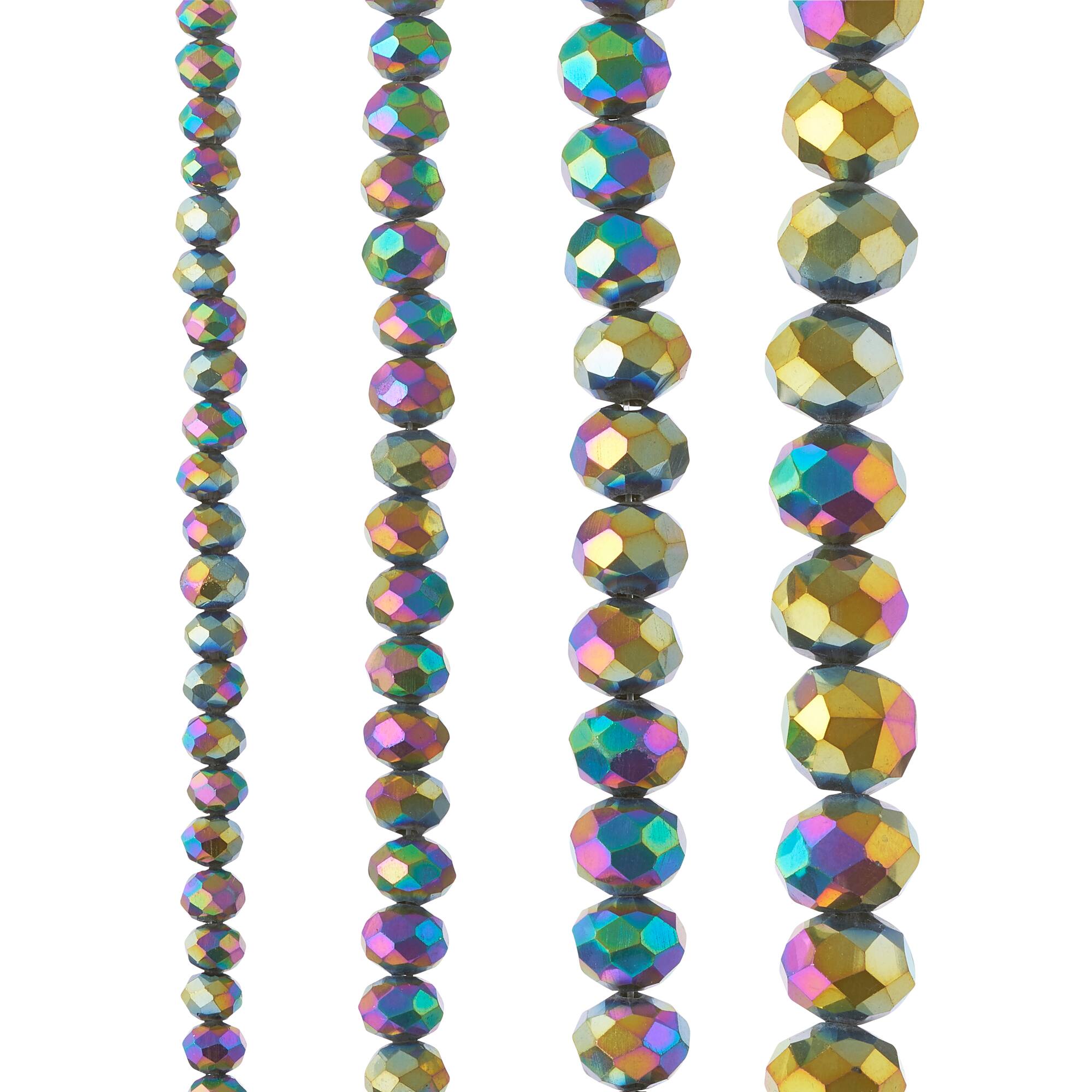 Black Aurora Borealis Faceted Glass Rondelle Bead Strings by Bead Landing™